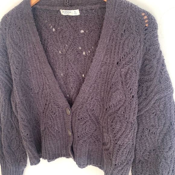 (A10) Arizona Jeans Co. Phantom Grey crop cardigan sweater, Size XL, NWT - Picture 3 of 8